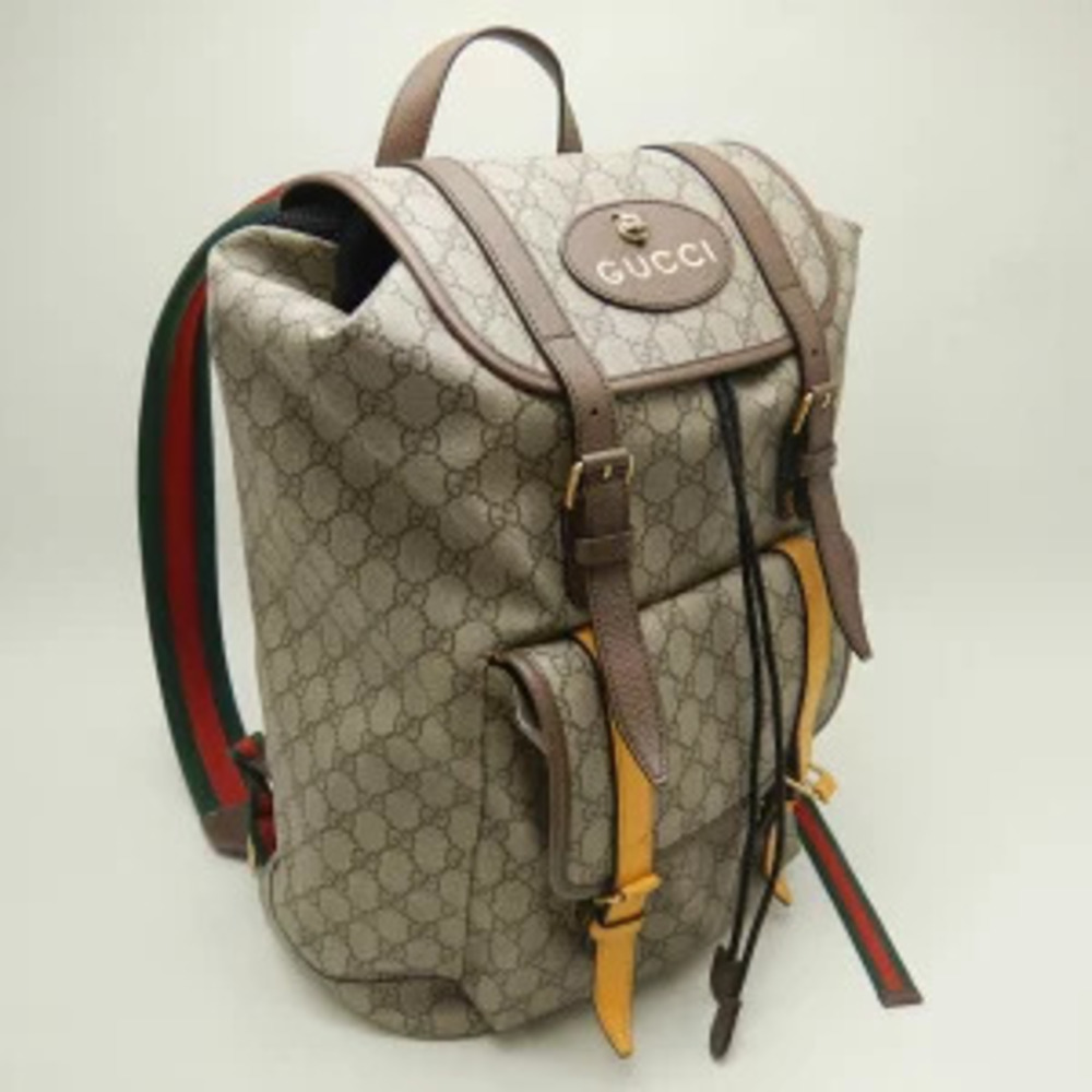 Gucci Backpack Rucksack GG Beige Soft Daypack Supreme Canvas - Picture 1 of 9